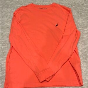 Nautica Men's Bright Coral Long Sleeve Tee